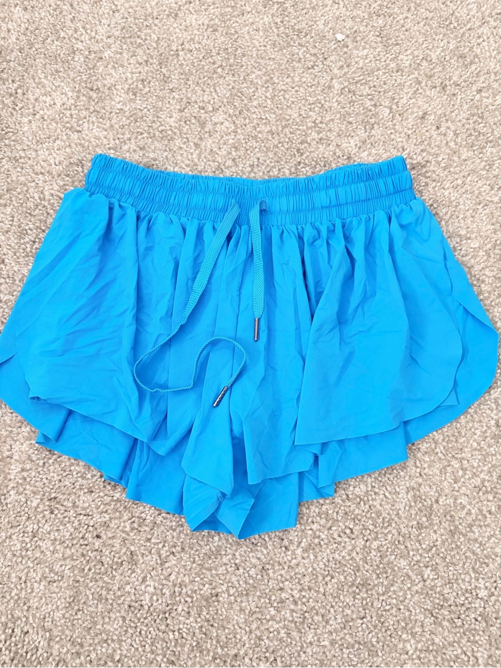 Amazon Women's Turquoise Layered Ruffle Drawstring Shorts